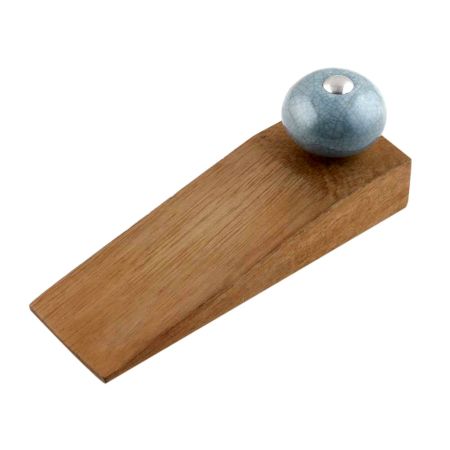 Grey Crackle Ceramic Wooden Door Stopper